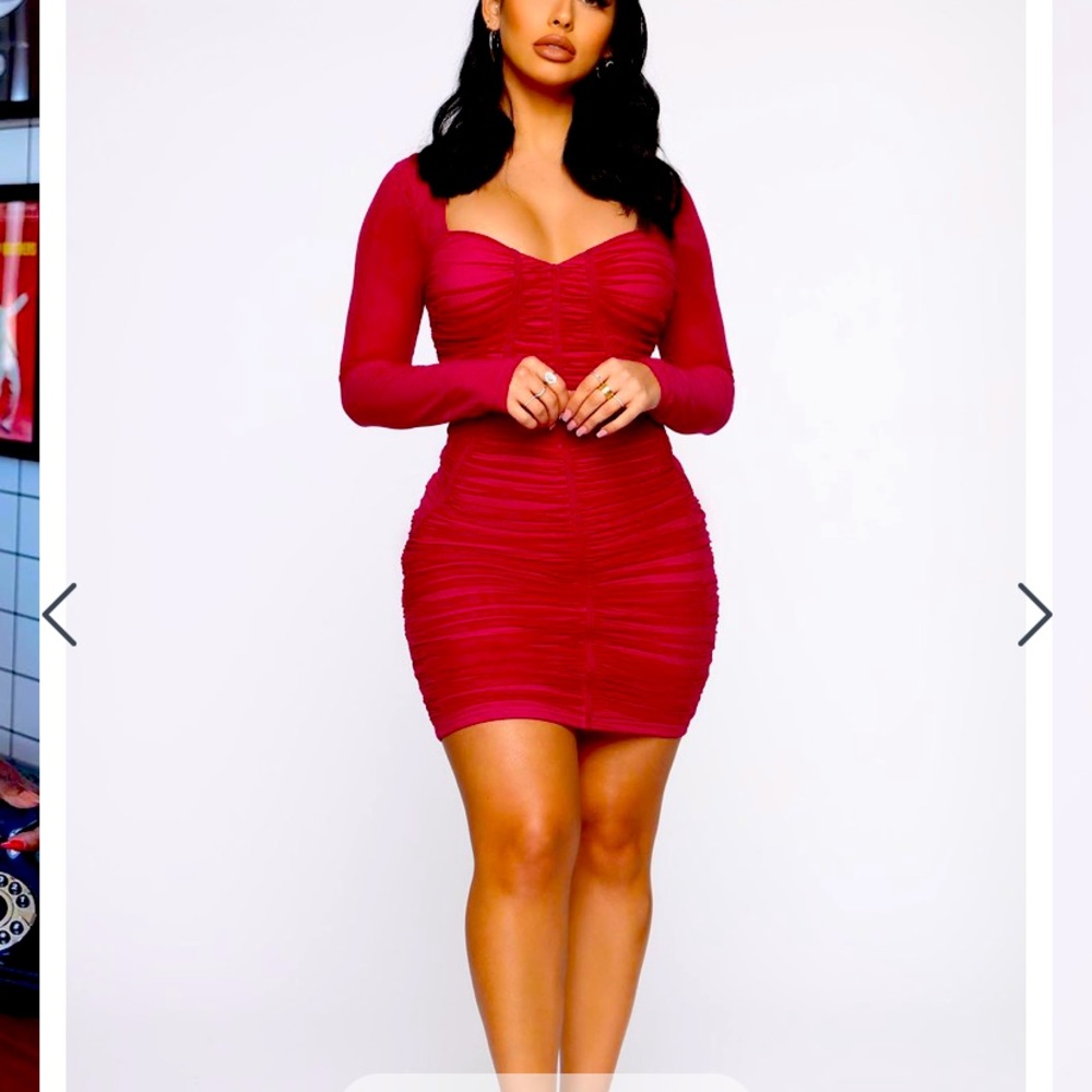 Fashion Nova!! Ruched Mini Dress - Magenta